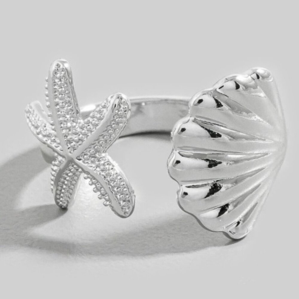 1 Left Melody Silver Starfish And Shell Ring 20$